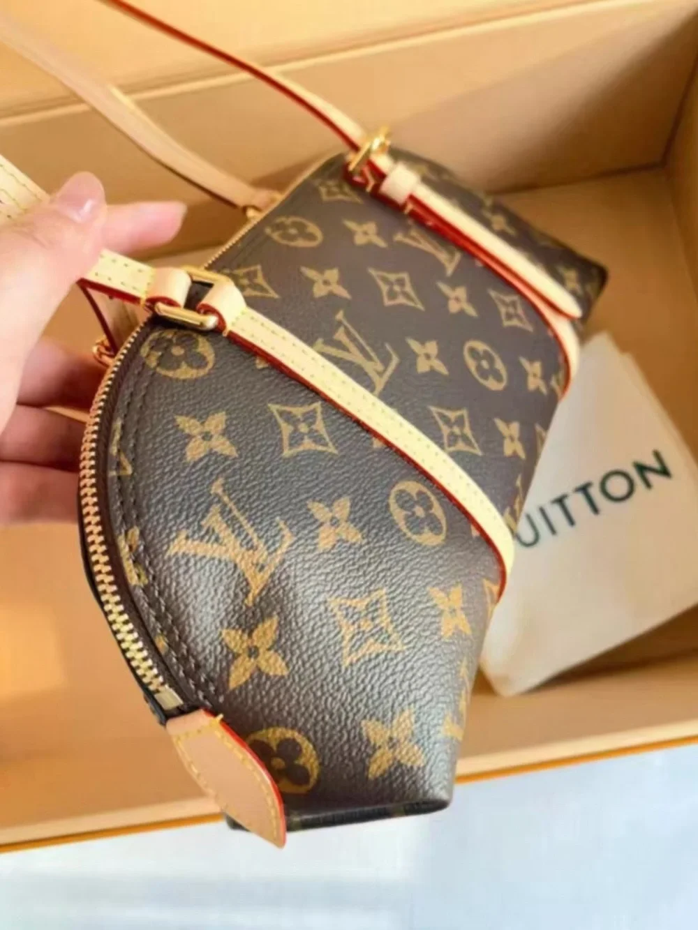 Louis Vuttion Monogram Canvas Shoulder Bag in Brown